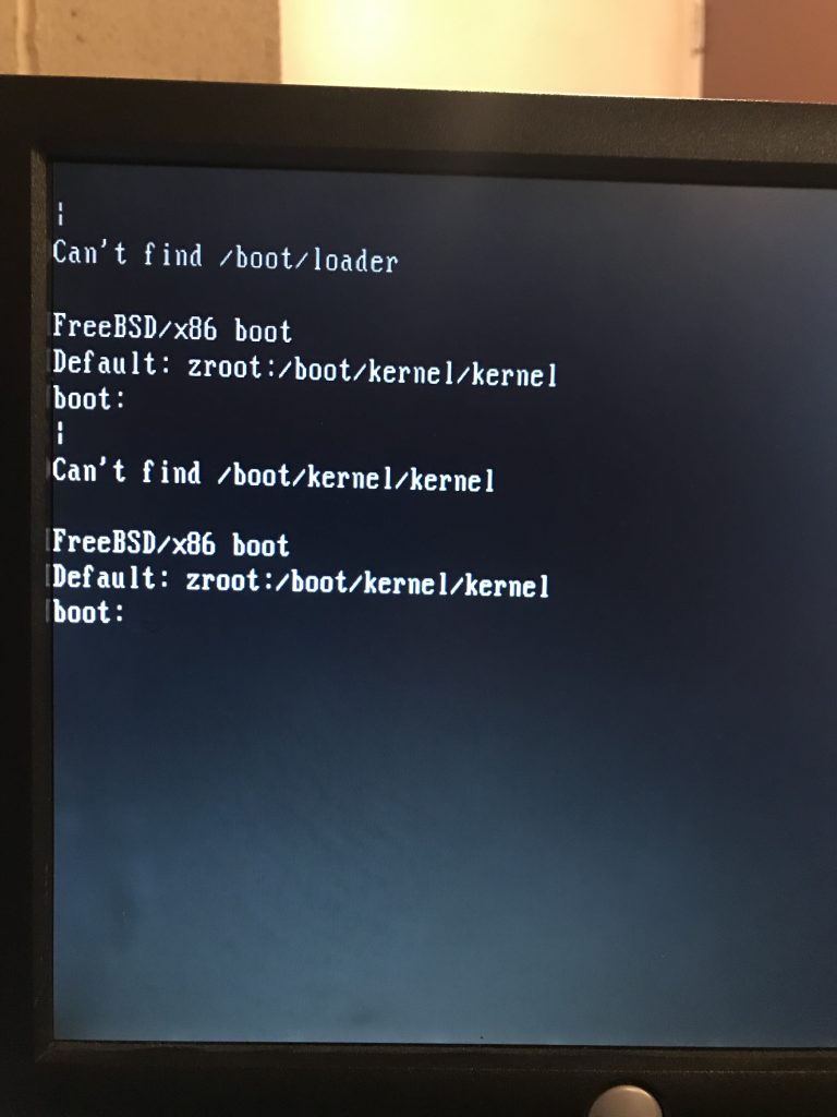 Can't find /boot/loader  Can't find /boot/kernel/kernel