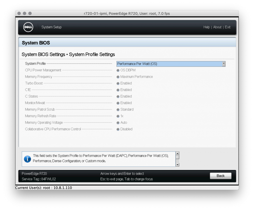 System BIOS settings performance per watt (OS)