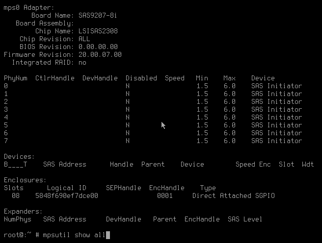FreeBSD mpsutil show all