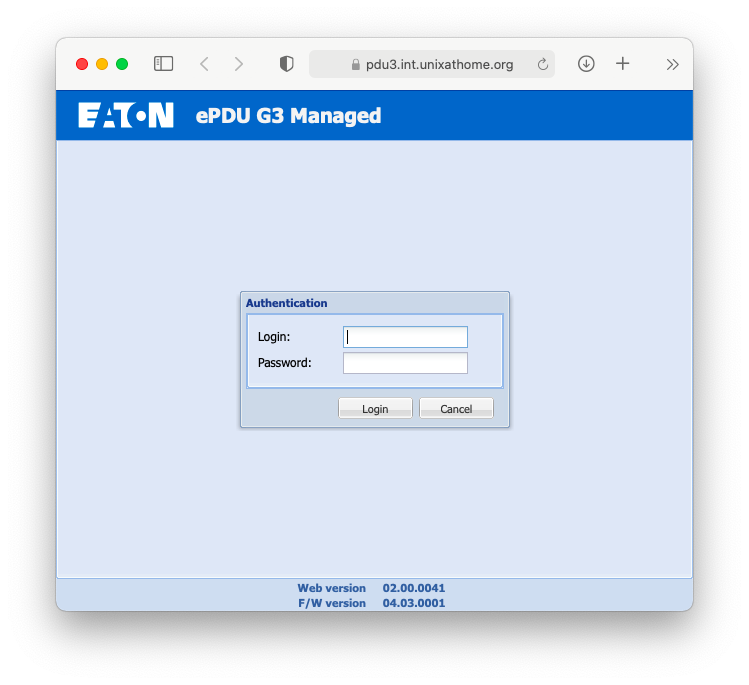 Eaton ePDU G3 managed login webui