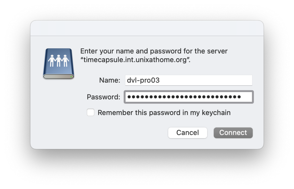 Entering the laptop credentials