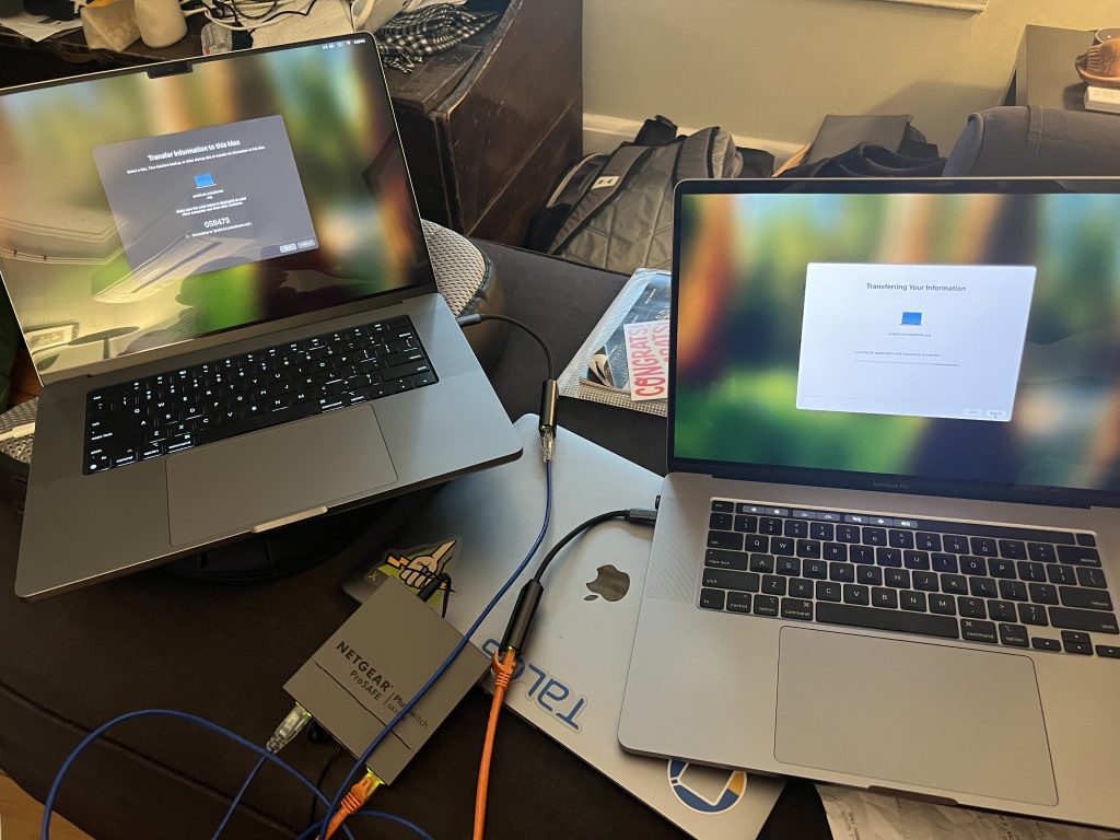 New laptop on the left, old on the right