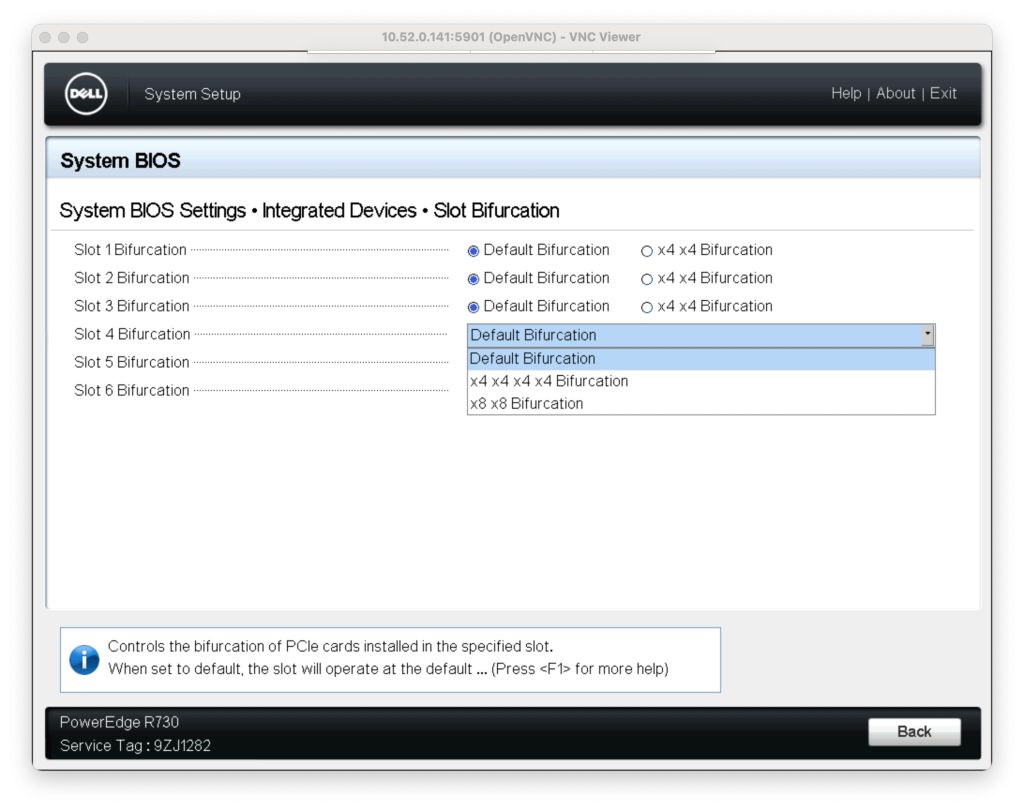 System BIOS - Integrated Devices - Slot Bifurcation - Slot 4