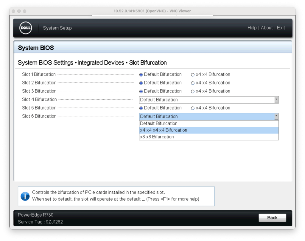 System BIOS - Integrated Devices - Slot Bifurcation - Slot 6
