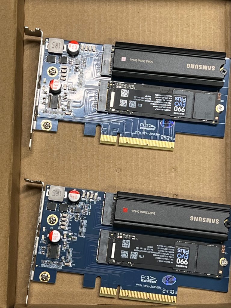 Two NVMe cards on two PCIe adaptors