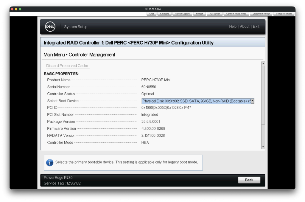 On the disk controller, select the first drive, because we can.